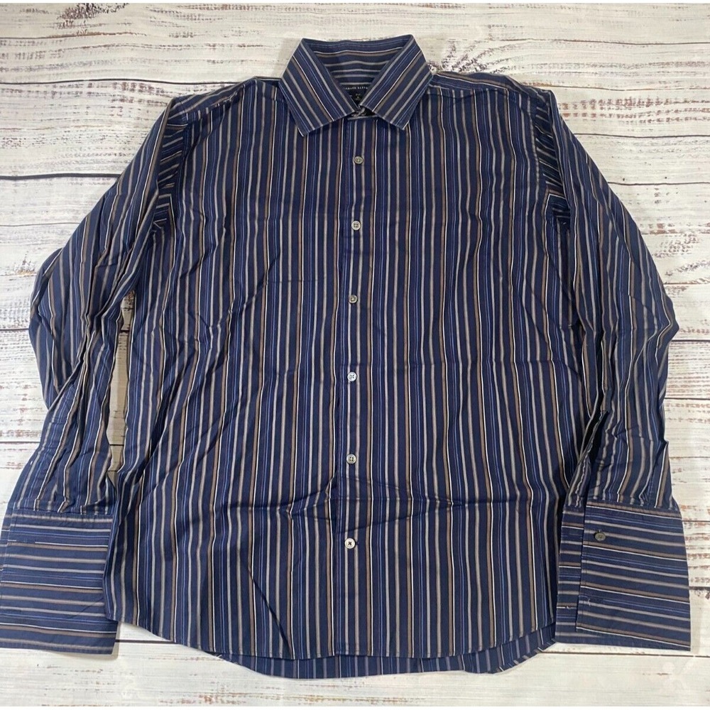 Banana Republic Dress Shirt Men's XL Navy Striped Classic Fit Collar Button Down
